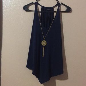 Elegant Navy Blue Flowy Top